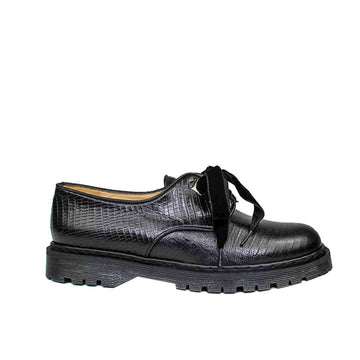 KRISTEL Piel Grabada Lagarto Negro