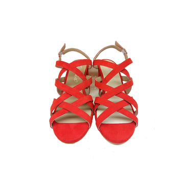 SOFIA Suede Leather and Coral Red Braided