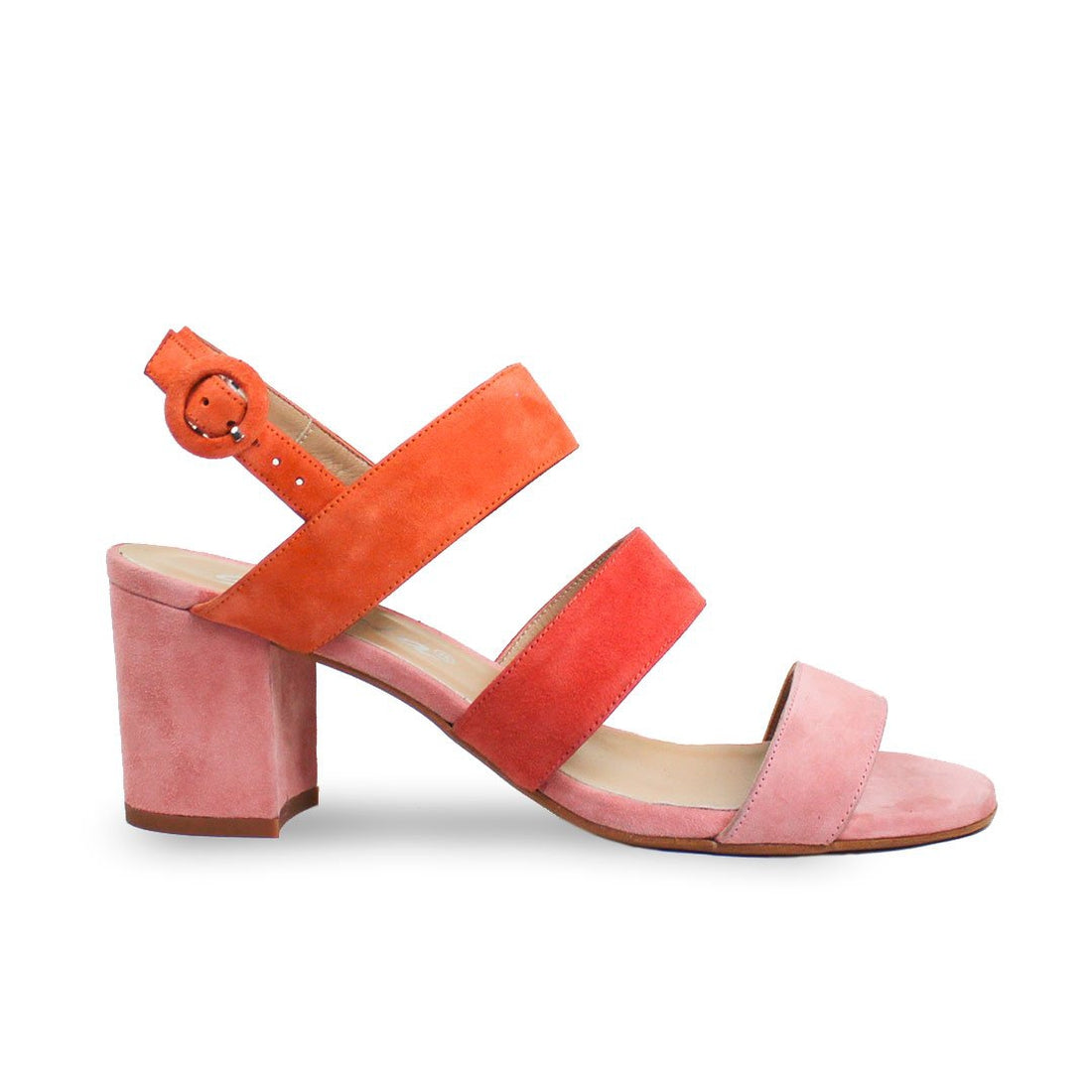 SHEYLA Salmon Pink, Coral and Orange Suede Leather