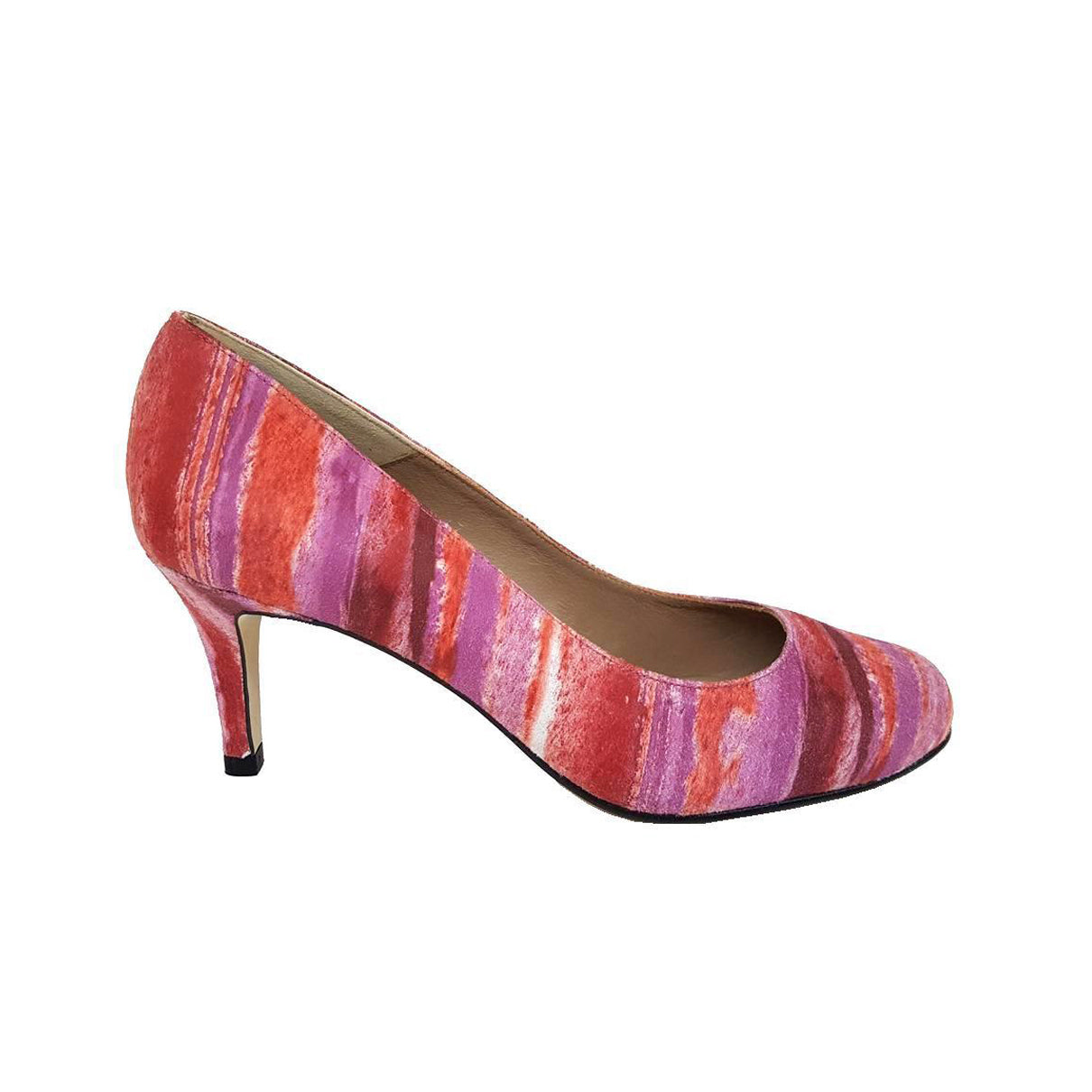VETE Printed Leather Suede "Wine" Red-Pink